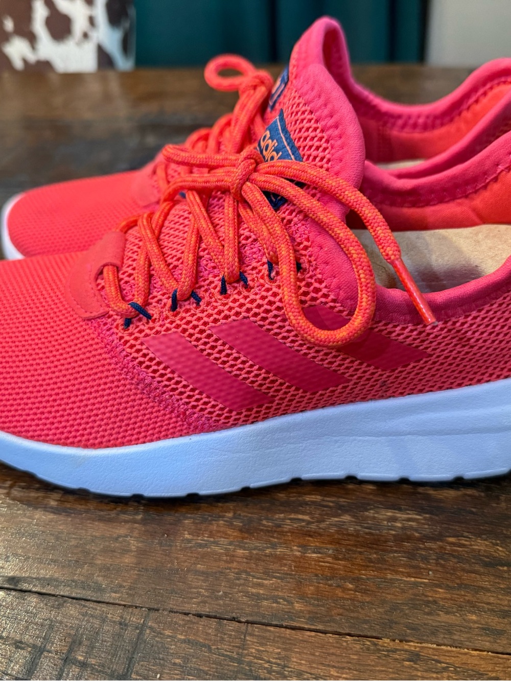 adidas Womens Coral Pink Mesh Sneakers with White Sole